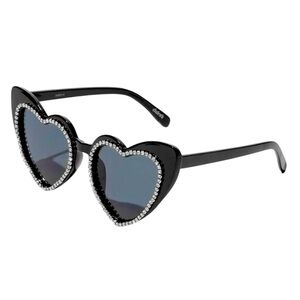 Black Rhinestone Heart Shaped Sunglasses - NWT